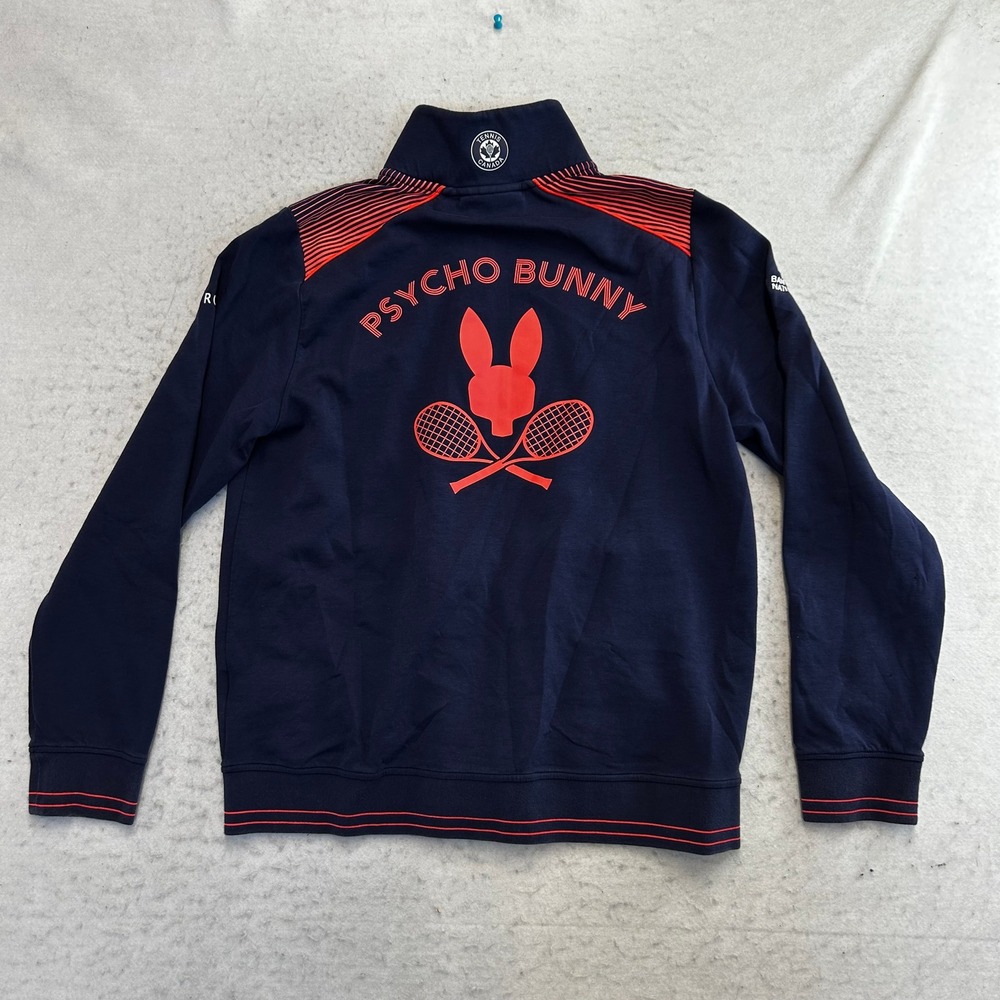 Psycho Bunny Track Jacket Mens Large Navy Blue Omnium Banque Nationale Tennis